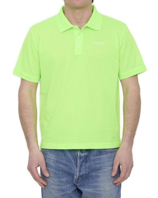 Dior Green Button Detailed Short-sleeved Polo Shirt for men