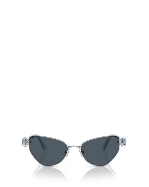 Swarovski Blue Embellished Cat-eye Frame Sunglasses