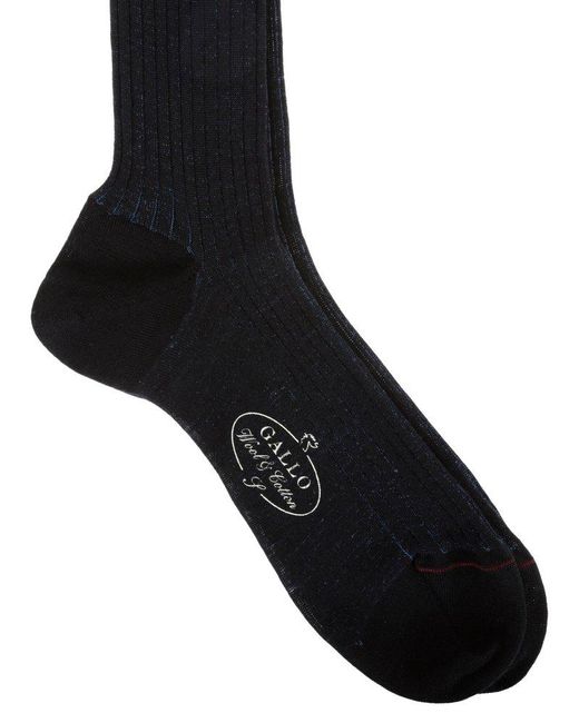 Gallo Black Ribbed Knee-High Socks for men