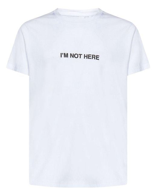 Aspesi White Slogan Printed Crewneck T-shirt for men
