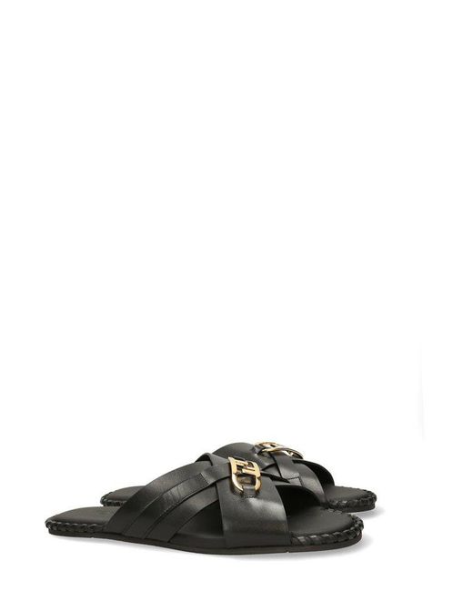 Fendi O lock Motif Sandals in Black for Men Lyst