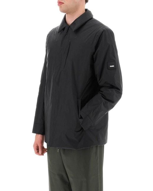 Rains Black Padded Fuse Overshirt Jacket for men