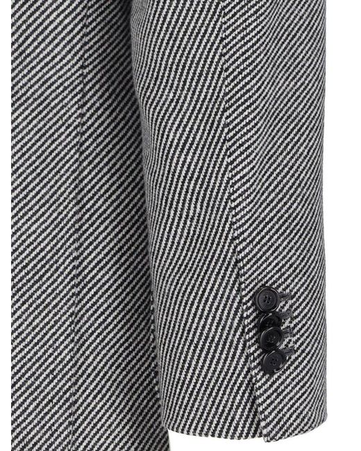 Cesare Attolini Gray Striped Blazer Jacket for men