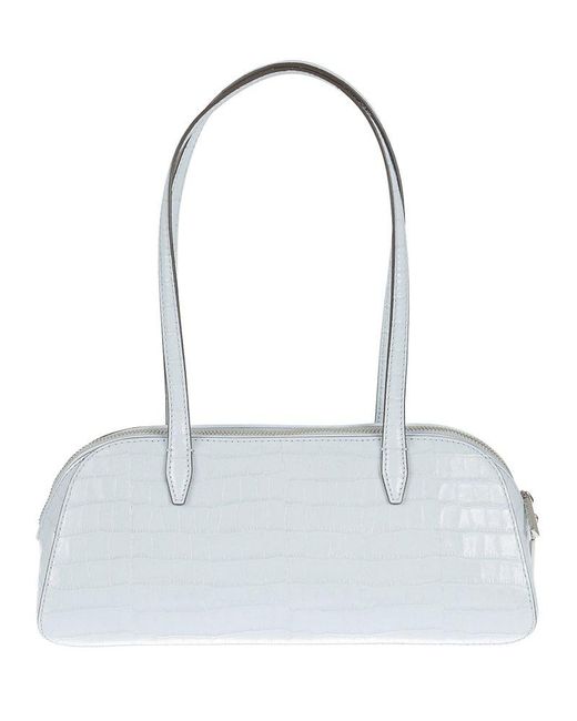 Tory Burch Robinson Embossed Zipped Shoulder Bag in White Lyst