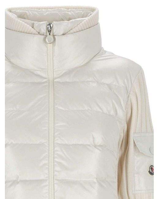 Moncler White Panelled Zip-up Padded Jacket