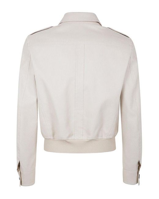 Tom Ford Natural Zip-Up Corduroy Bomber Jacket for men