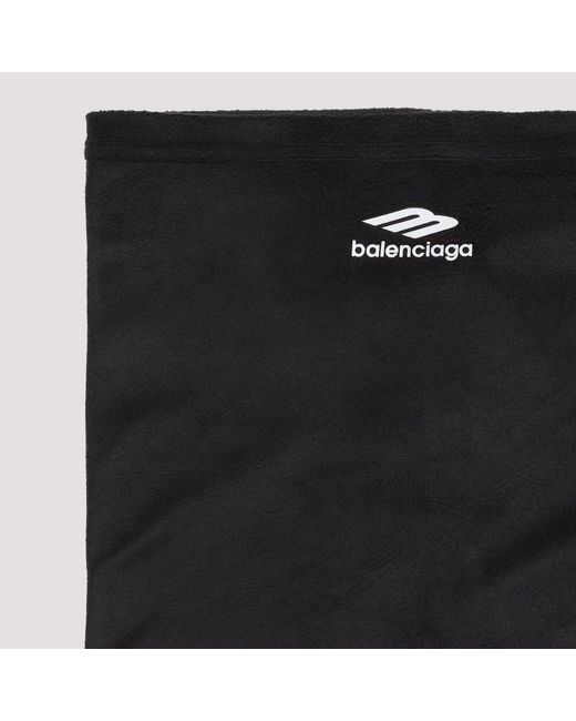 Balenciaga Black 3B Sports Icon Fleece Neck Scarf for men