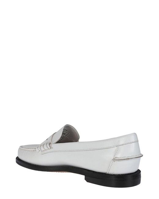 Sebago White Classic Dan Decorative Stitch Loafers