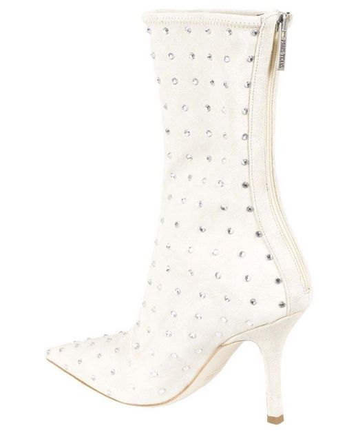Paris Texas White Pointed Toe Ankle Boots