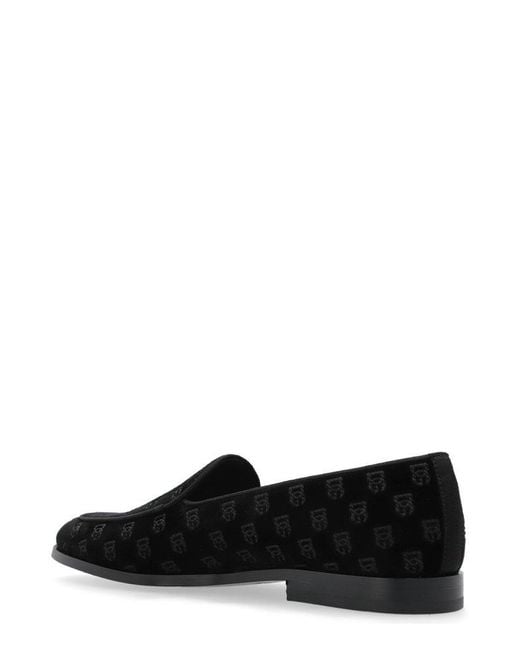 Dolce & Gabbana Black Logo Printed Velvet Loafers for men