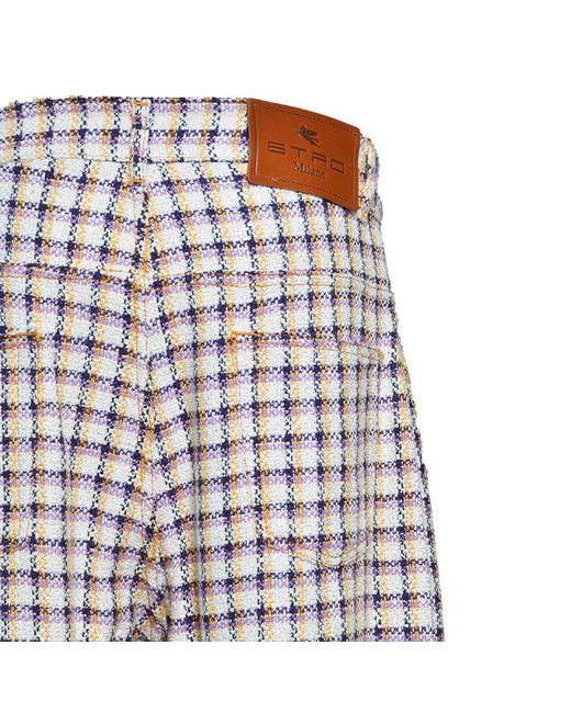 Etro Gray Check-jacquard Mid-rise Wide-leg Trousers