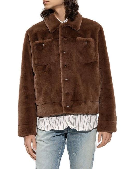 Saint Laurent Brown Faux Fur Jacket for men