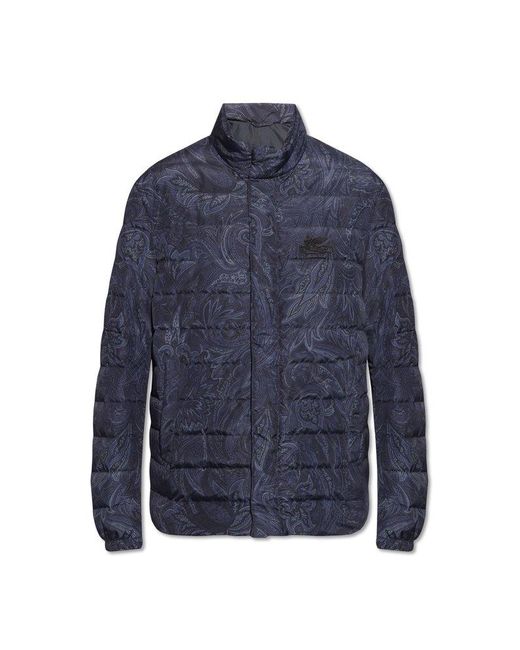 Etro Blue Quilted Down Jacket, for men