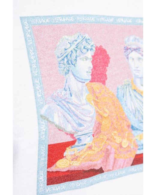 Versace White T-Shirt With Colorful Print for men