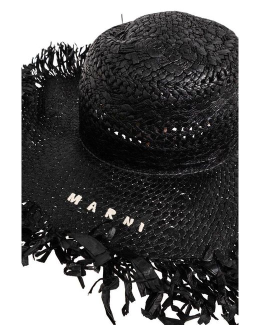Marni Black Sun Hat With Logo,