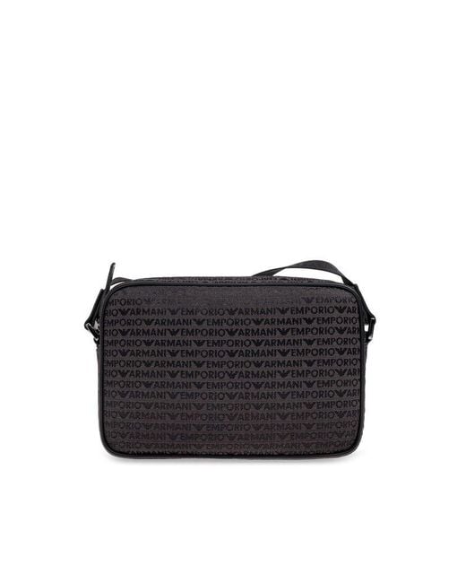 Emporio Armani Black Shoulder Bag With Monogram for men