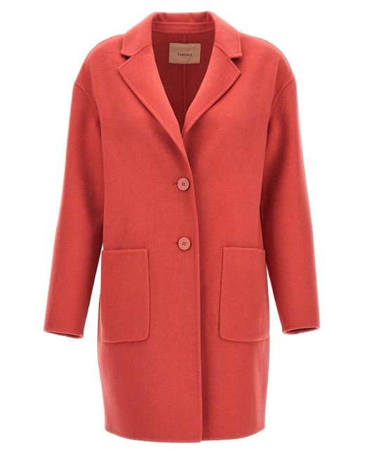 Twin Set Red Single-breast Coat