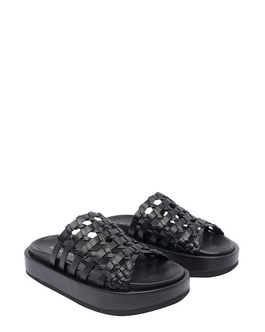 Paloma Barceló Black Woven Slide Sandals