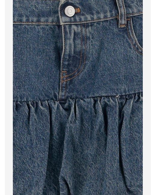 Coperni Blue Gathered Hem Denim Mini Skirt