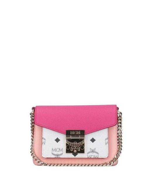 MCM Pink Patricia Visetos Colour Block Crossbody Bag