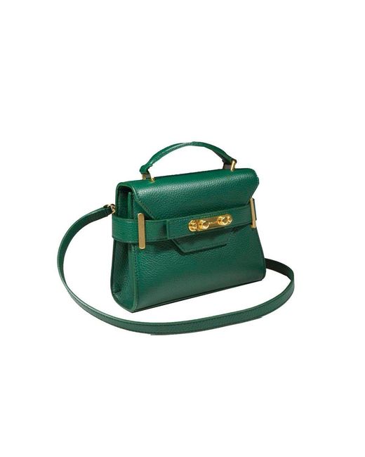 Bally Green Logo Engraved Foldover Top Tote Bag