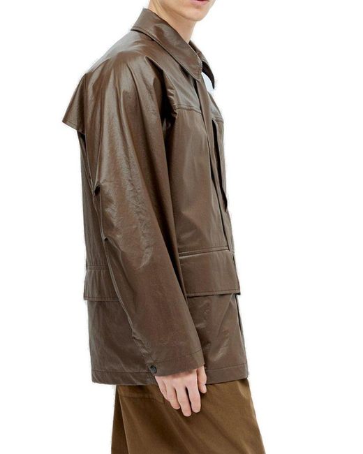 Lemaire Brown Snap-buttoned Rain Jacket for men