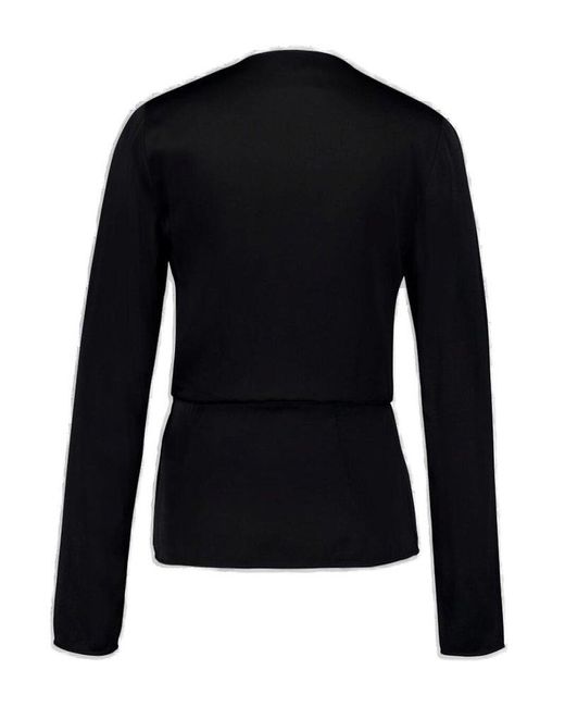 Givenchy Black Long-Sleeve Wrap Top