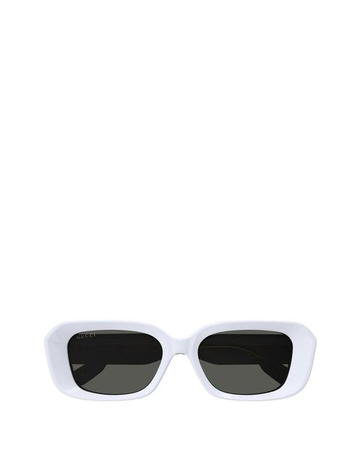 Gucci White Rectangle Frame Sunglasses