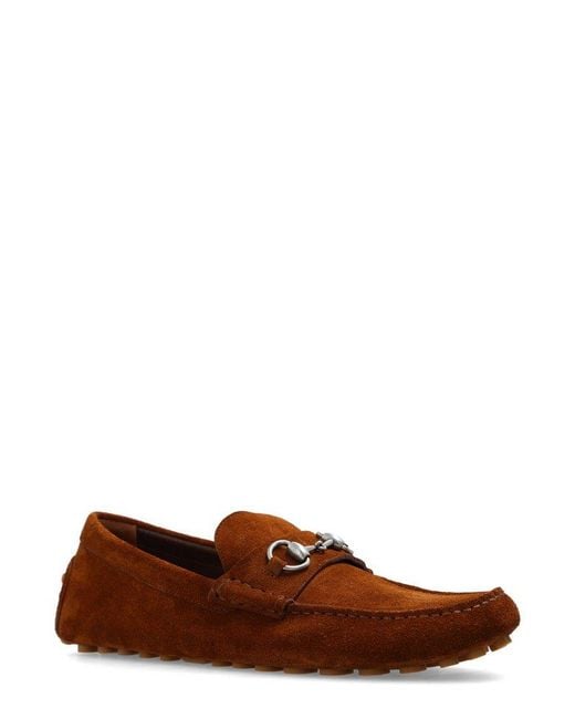 Gucci Brown Horsebit Detailed Slip-on Loafers for men