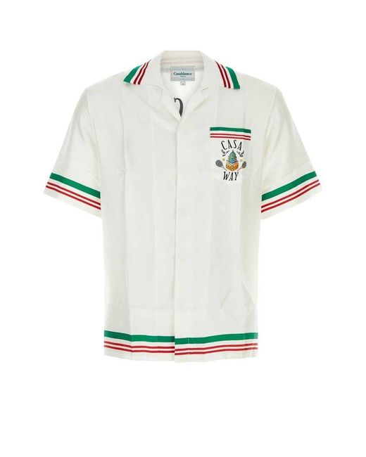 Casablancabrand White Tennis Club Striped Edge Shirt for men