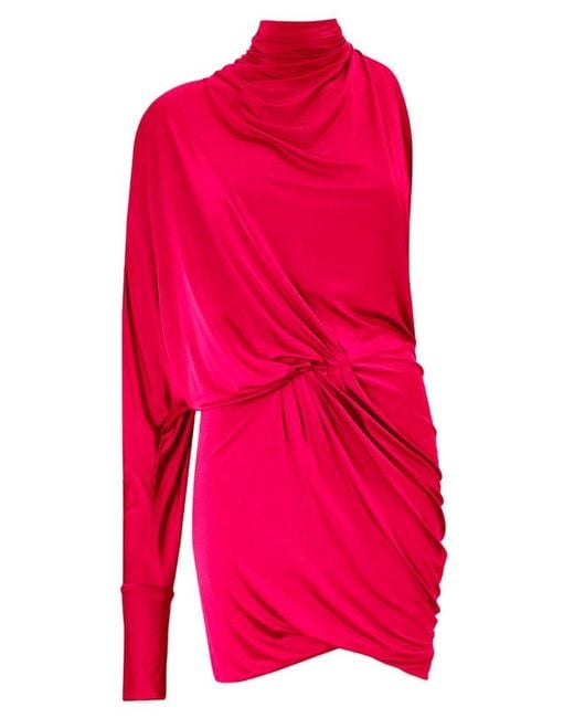 Alexandre Vauthier Red High Neck One-shoulder Dress