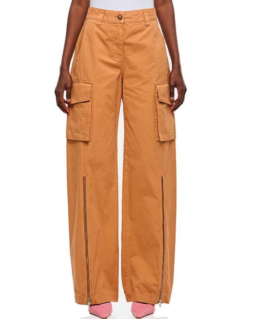 Stella McCartney Orange Straight-leg Ankle-zip Cargo Pants