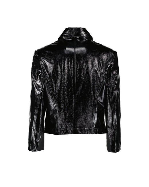 AMI Black Buttoned Leather Jacket