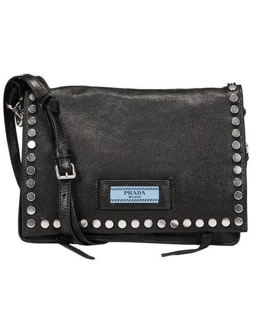 Prada Etiquette Studded Shoulder Bag in Black Lyst