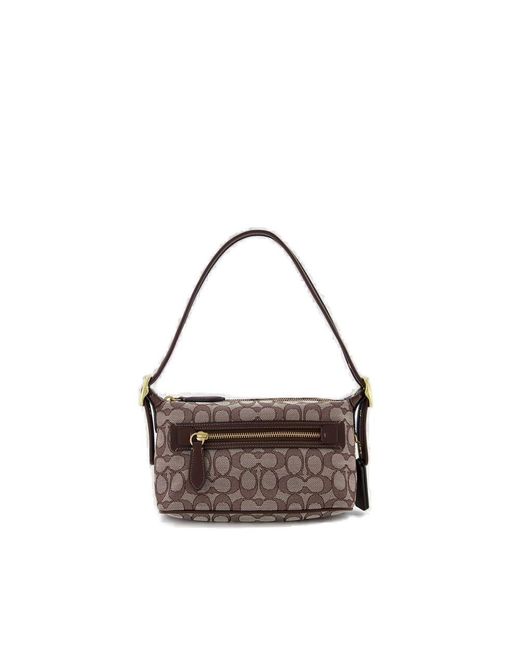 COACH Demi Signature Jacquard Shoulder Bag in Brown Lyst