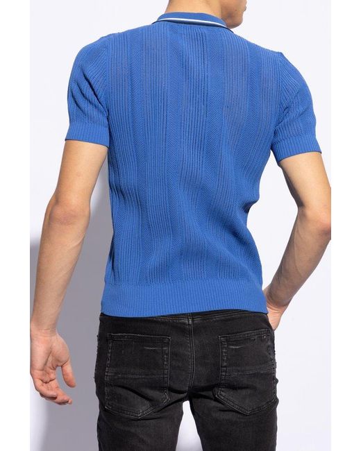 DSquared² Blue Openwork Polo Shirt, for men