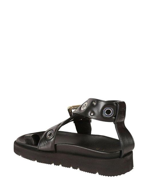 A.P.C. Black Stud-embellished Eyelet Detailed Sandals