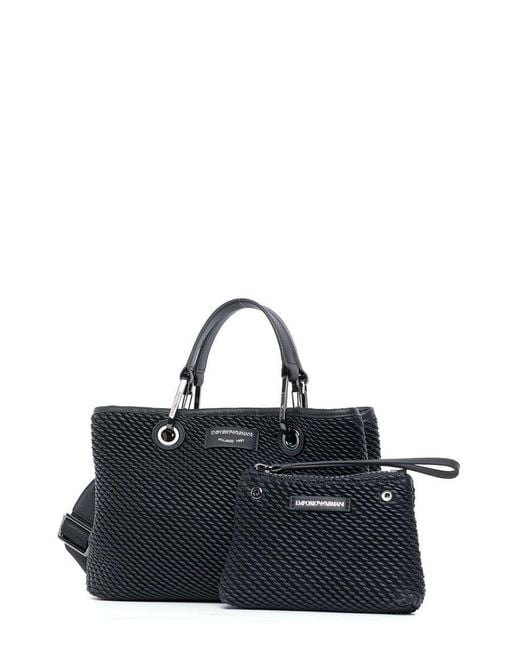 Emporio Armani Black Logo Patch Top Handle Bag
