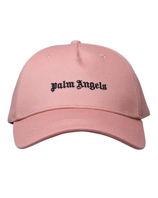 Palm Angels Pink Logo Embroidered Baseball Cap for men