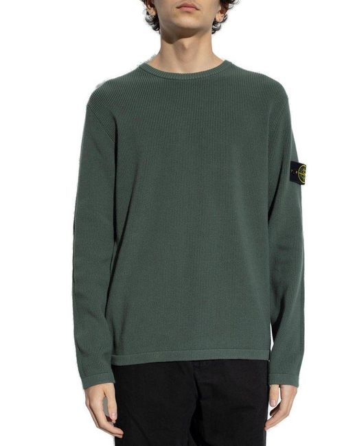 Stone Island Green Cotton Sweater for men