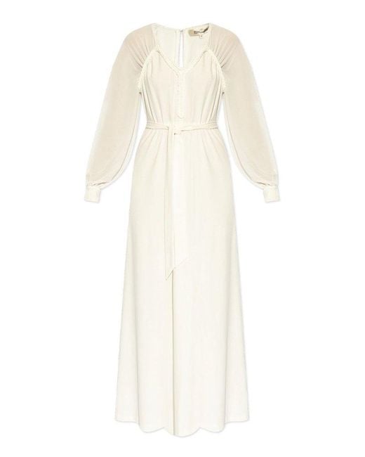 Diane von Furstenberg White Karson V-neck Long-sleeved Dress