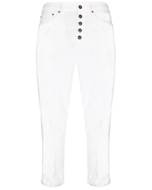 Dondup Midrise Taperedleg Cropped Jeans in White Lyst
