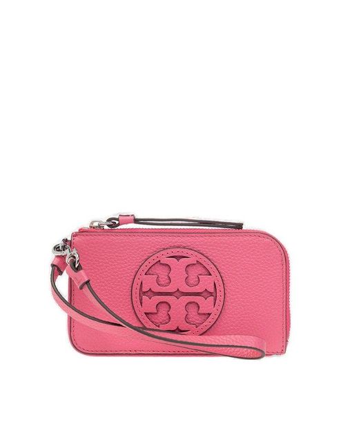 Tory Burch Pink Card Holder With Strap