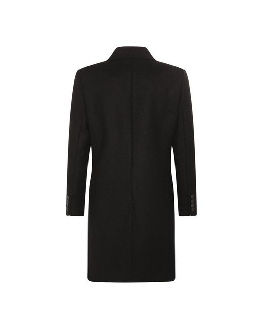 Saint Laurent Black Double-breasted Long-sleeved Coat for men