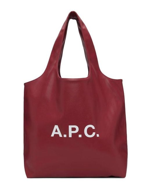 A.P.C. Red Logo Printed Top Handle Bag