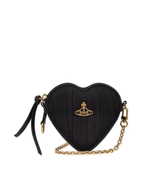 Vivienne Westwood Black Moire Heart Orb-plaque Mini Crossbody Bag