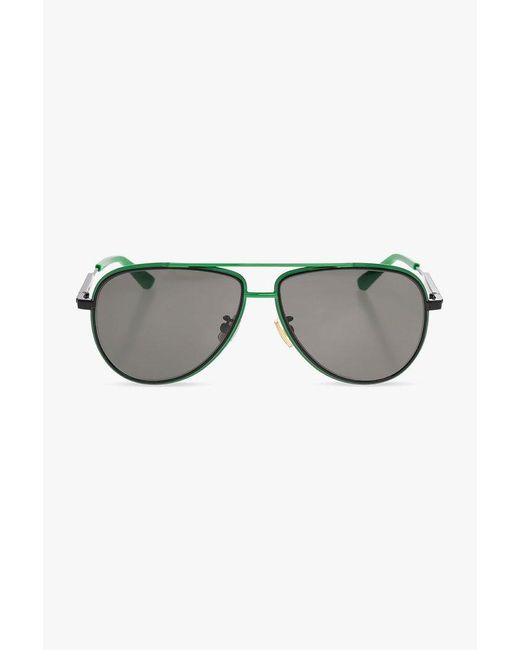 Bottega Veneta Green 'rim' Aviator Sunglasses