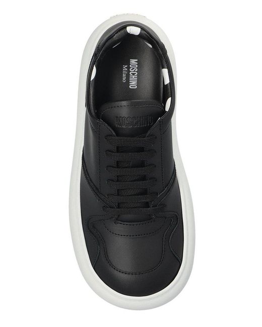 【送料&関税込】Moschino Round Toe Lace-up Sneakers Moschino Round Toe Lace-Up Sneakers in Black for Men | Lyst