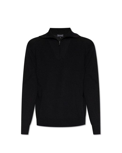 Emporio Armani Black Wool Turtleneck Sweater for men