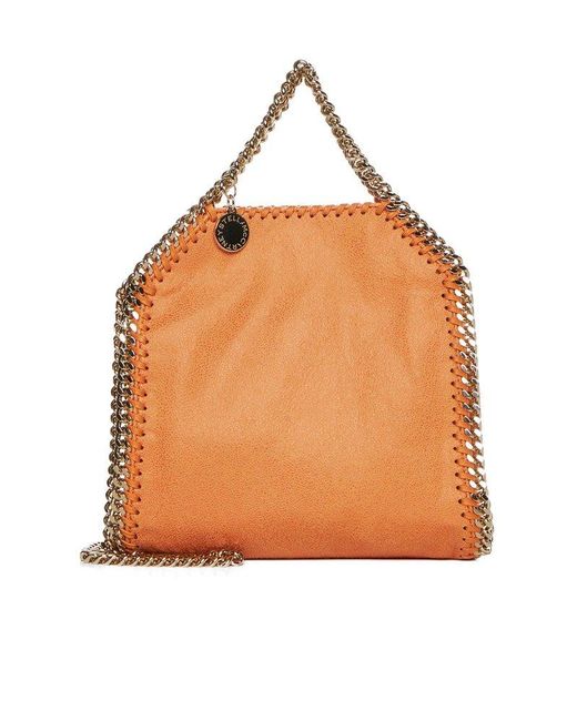Stella McCartney Chained Open Top Shoulder Bag in Orange | Lyst